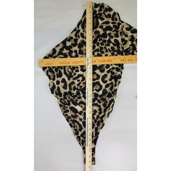 Sassy Bodysuit Cheetah Leopard Animal Print One Long Sleeve Womens Large New - Picture 6 of 6